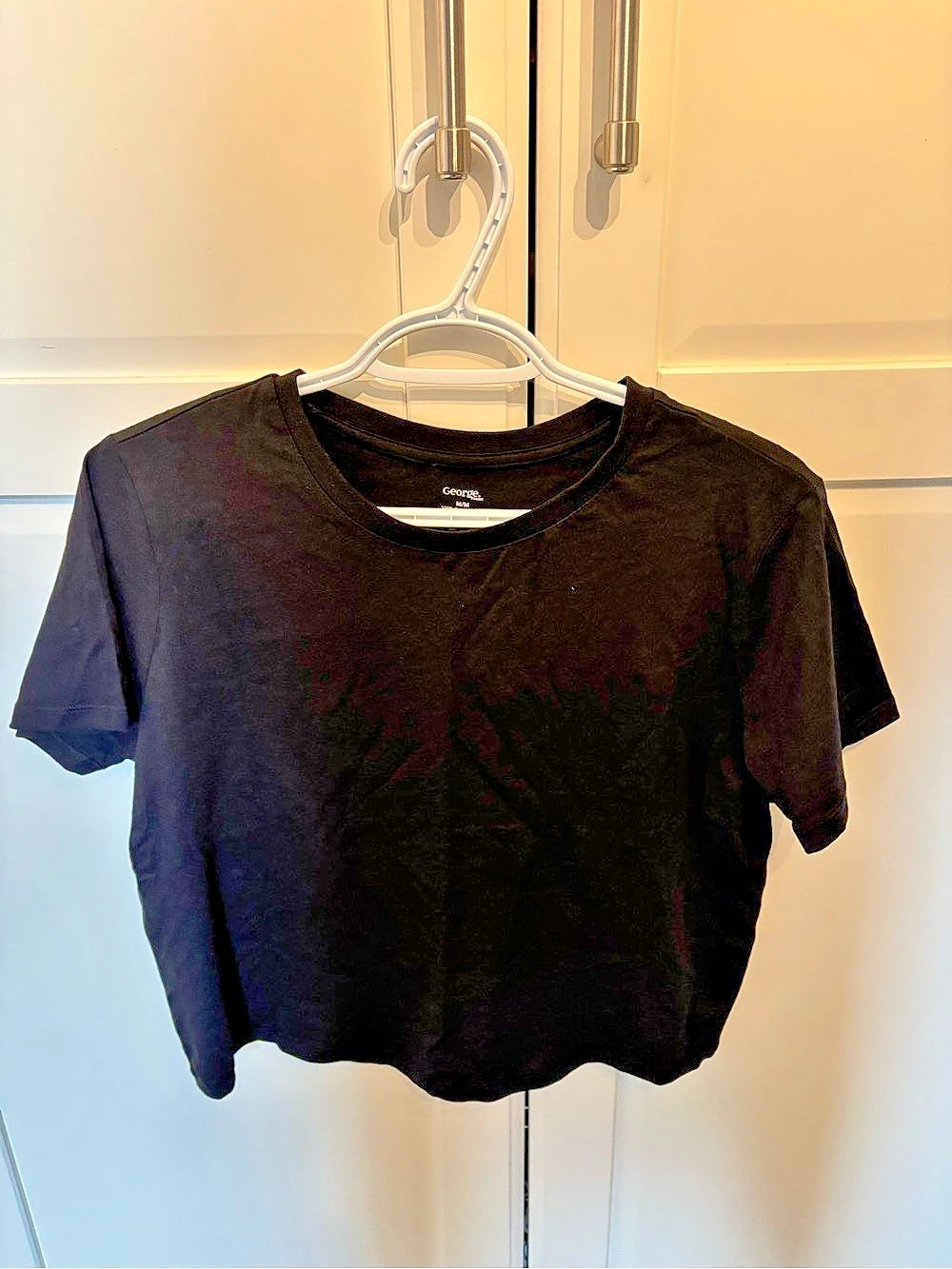 Cropped Short Sleeve Tee in Black Like New